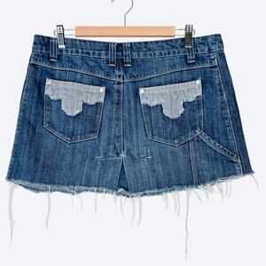 Cato Micro Mini 70s Style Denim Cutoff Skirt Women's 16 Plus Western Cowgirl